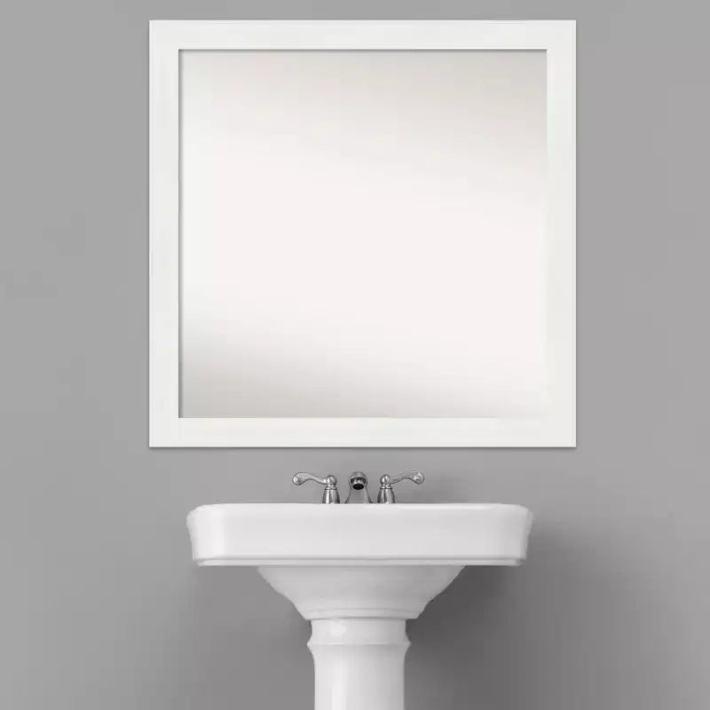 Specchio da parete stretto non smussato per bagno, 76,2 x 76,2 cm, bianco - Amanti Art: include hardware di montaggio, montaggio a parete