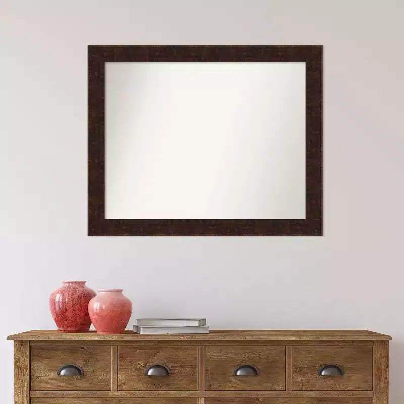 Specchio da parete stretto William in bronzo marmorizzato 32" x 26": Moderno, Rettangolare, Nessun assemblaggio - Amanti Art