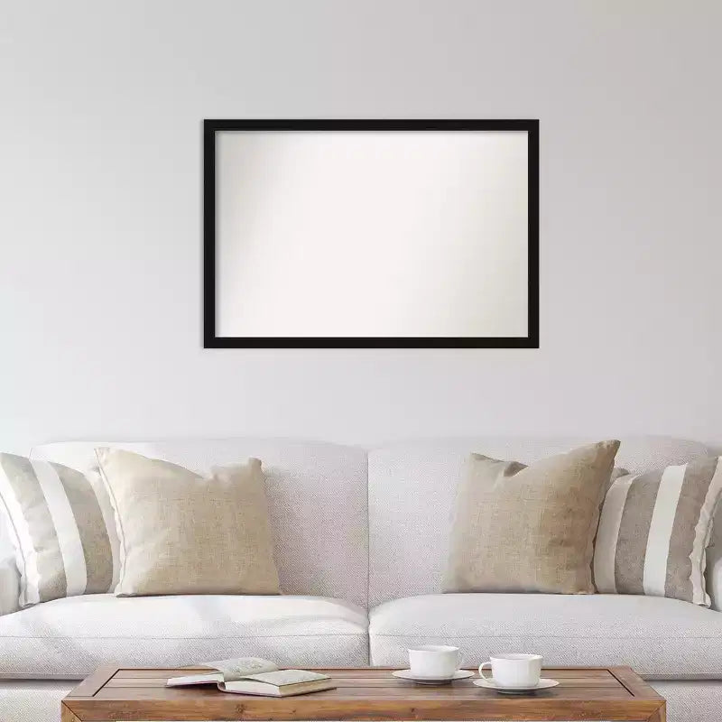 Specchio da parete stretto nero Avon non smussato da 38" x 26" - Amanti Art: Cornice moderna in polistirene, include accessori per il montaggio