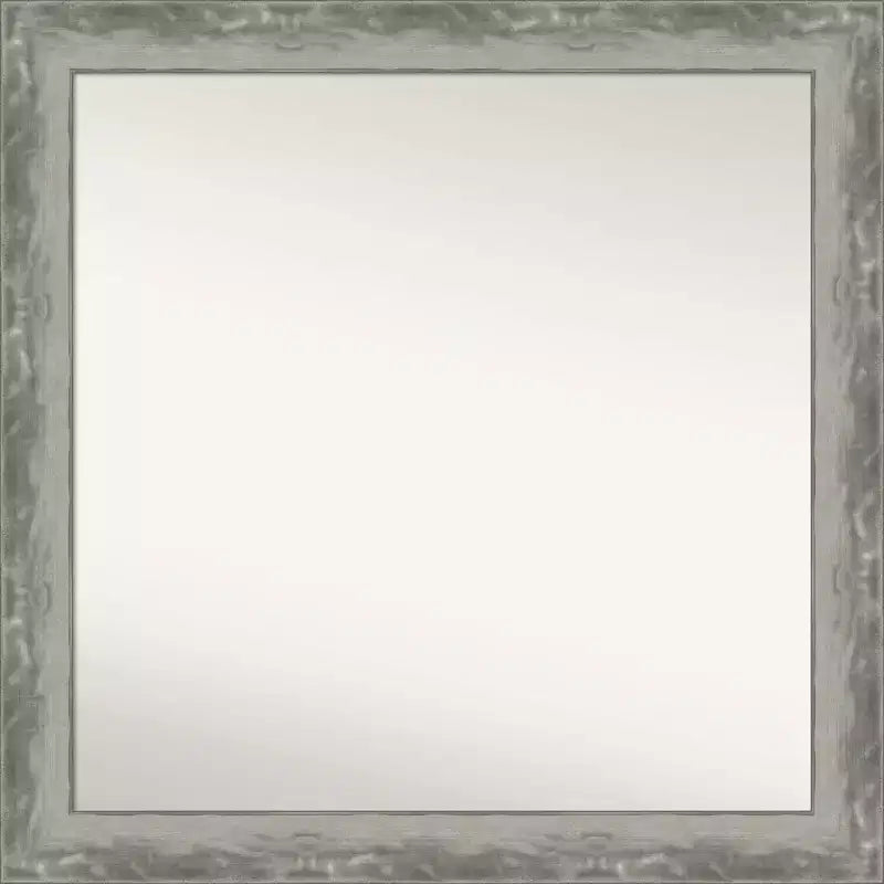 31" x 31" Non-Beveled Waveline Silver Narrow Bathroom Wall Mirror - Amanti Art: Modern Square Vanity Mirror with Polystyrene Frame