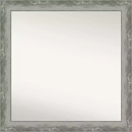 31" x 31" Non-Beveled Waveline Silver Narrow Bathroom Wall Mirror - Amanti Art: Modern Square Vanity Mirror with Polystyrene Frame