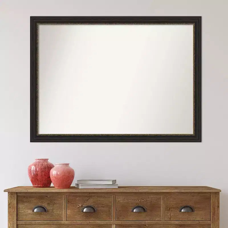 Specchio da parete stretto Amanti Art 42"x31" senza smussatura per bagno bronzo: Rettangolare, Cornice in polistirene, Montaggio a parete