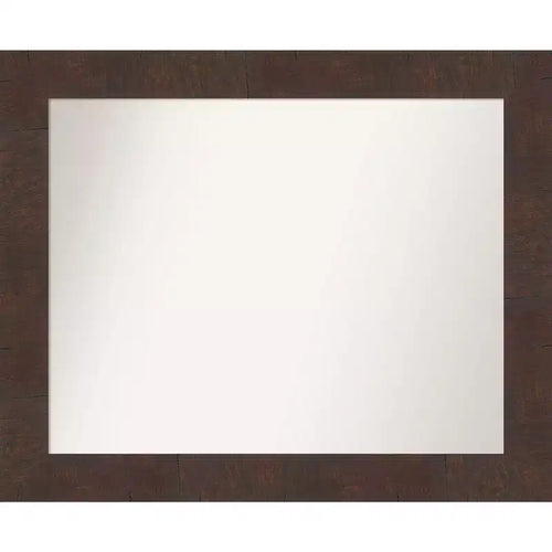 33" x 27" Non-Beveled Wildwood Brown Bathroom Wall Mirror - Amanti Art: Rectangle, Polystyrene Frame, Wall Mounted