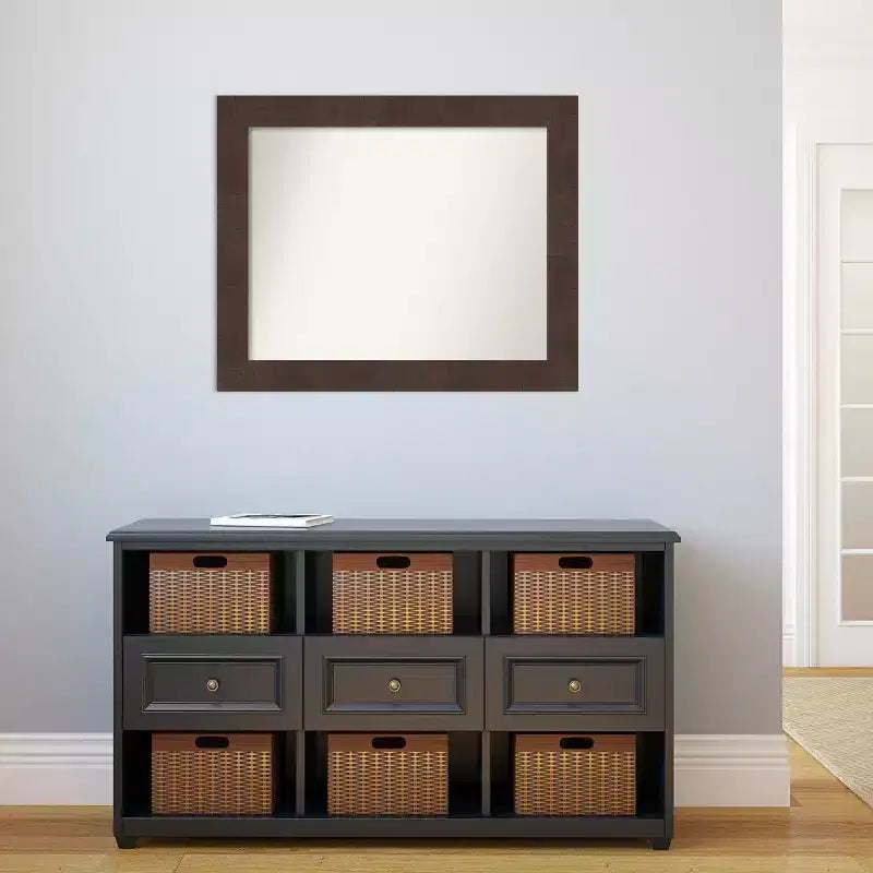 Specchio da parete per bagno Wildwood Marrone 33" x 27" senza smusso - Amanti Art: Rettangolare, Cornice in polistirolo, Montaggio a parete