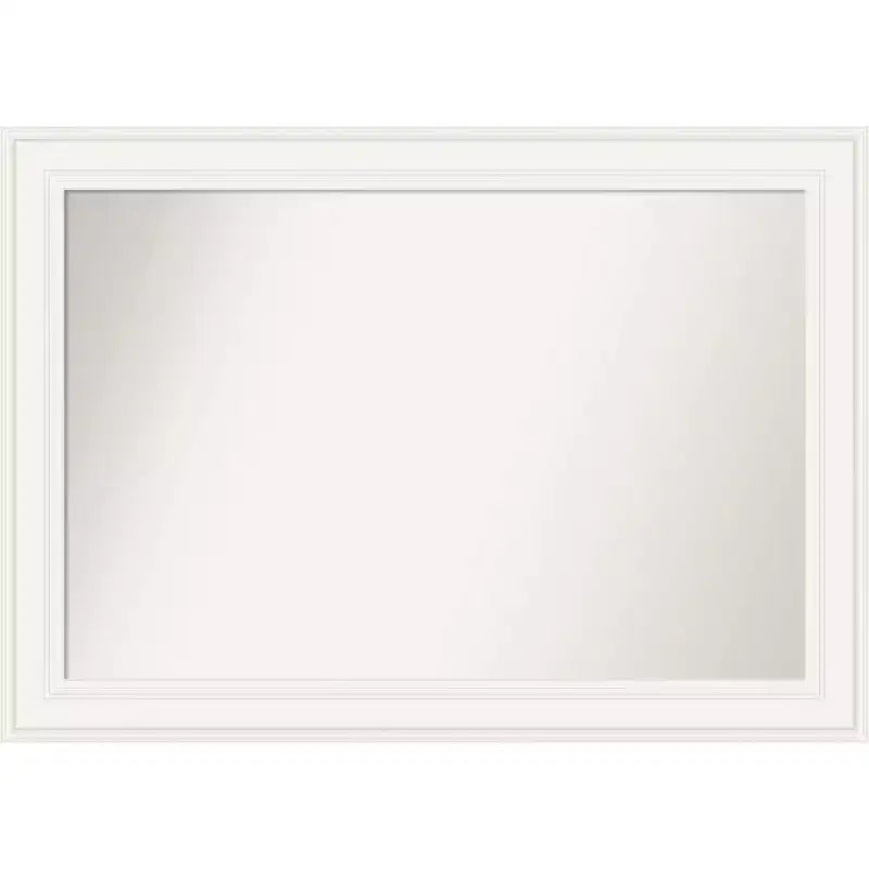 Amanti Art 42" x 30" Non-Beveled Ridge White Bathroom Wall Mirror: Modern Rectangle, Includes Mounting Hardware
