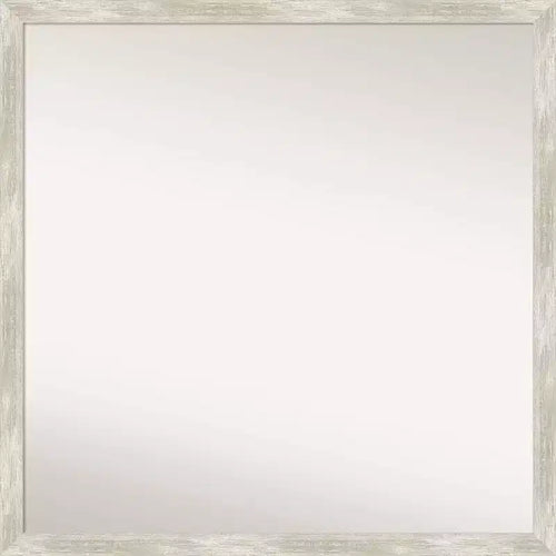 28"x28" Non-Beveled Crackled Metallic Narrow Wall Mirror - Amanti Art: Modern Square, Polystyrene Frame