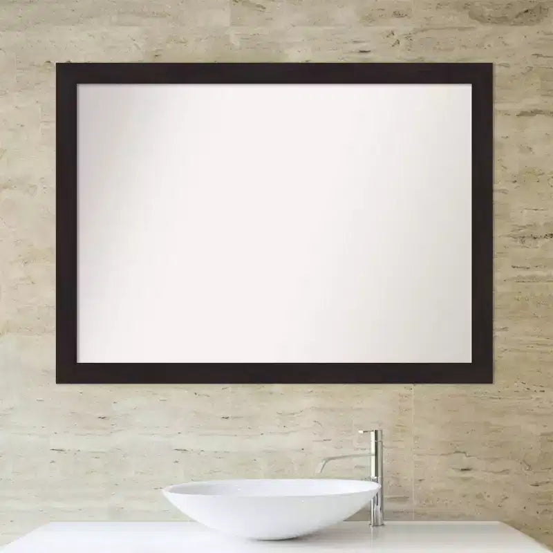Specchio da parete marrone espresso 42" x 31", rettangolare moderno - Amanti Art: hardware di montaggio incluso
