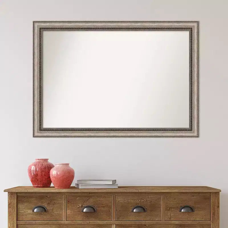 Specchio da parete Lyla ornato in argento, 40" x 28", senza smussatura - Amanti Art: cornice in polistirene, accessori di montaggio inclusi