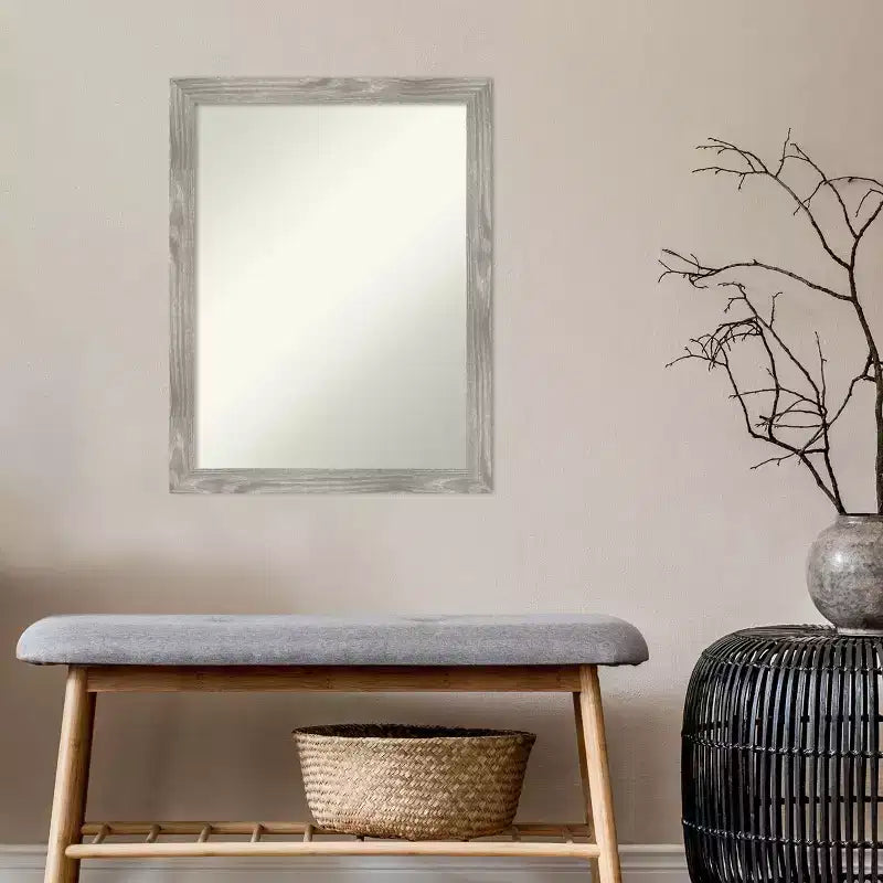 Specchio da bagno da parete quadrato Dove da 21" x 27" senza smussatura grigio lavato - Amanti Art