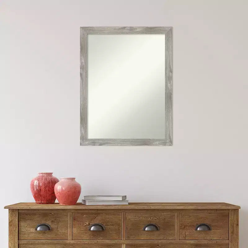 Specchio da bagno da parete quadrato Dove da 21" x 27" senza smussatura grigio lavato - Amanti Art