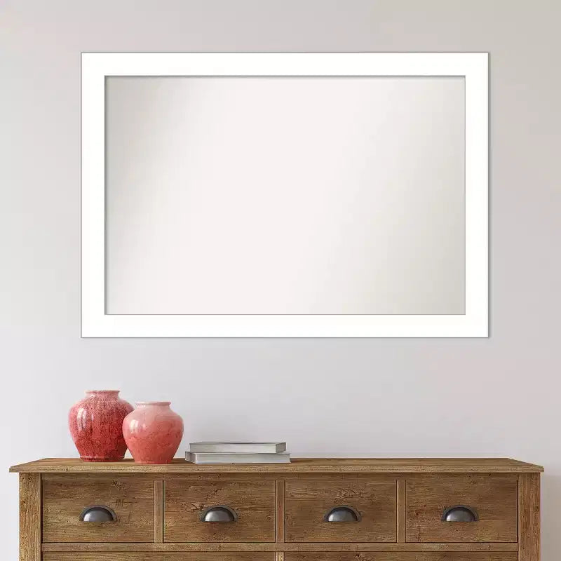 Specchio da parete bianco con cornice a cuneo non smussata 101,6 cm x 71,1 cm - Amanti Art