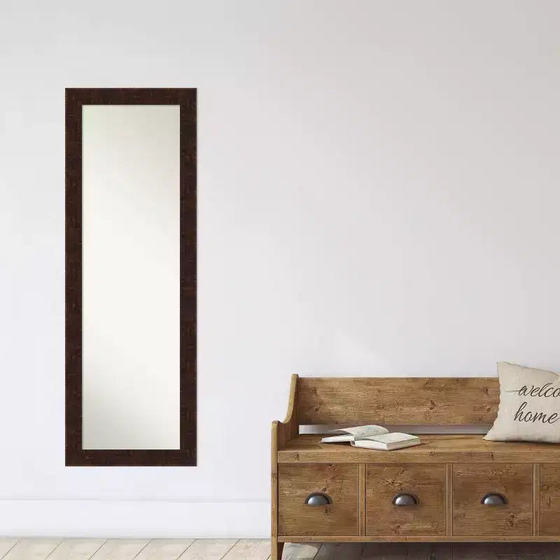Specchio a figura intera William Narrow da 18" x 52" con cornice bronzo da appendere alla porta - Amanti Art: Cornice in polistirene, nessun montaggio richiesto