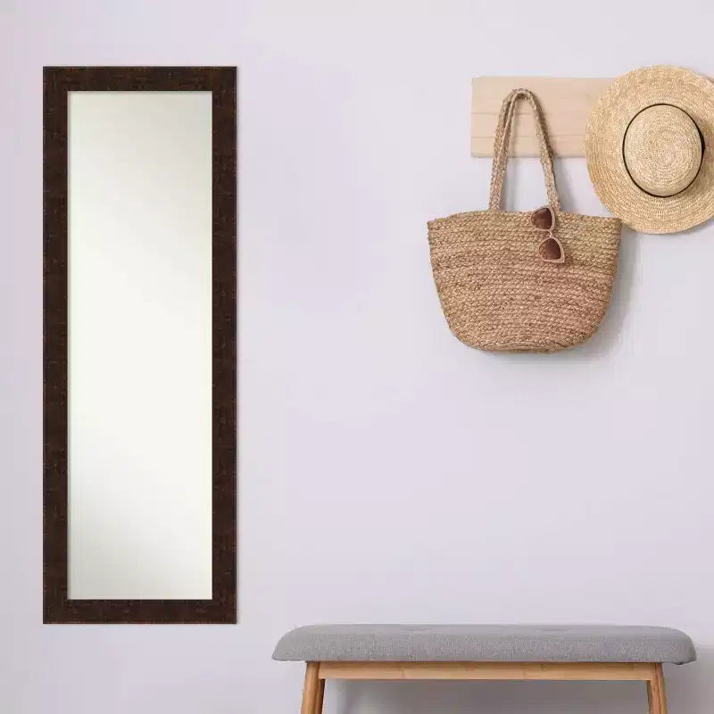 Specchio a figura intera William Narrow da 18" x 52" con cornice bronzo da appendere alla porta - Amanti Art: Cornice in polistirene, nessun montaggio richiesto