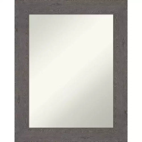 24" x 30" Non-Beveled Rustic Plank Gray Bathroom Wall Mirror - Amanti Art: Rectangle, Polystyrene Frame, Wall Mounted