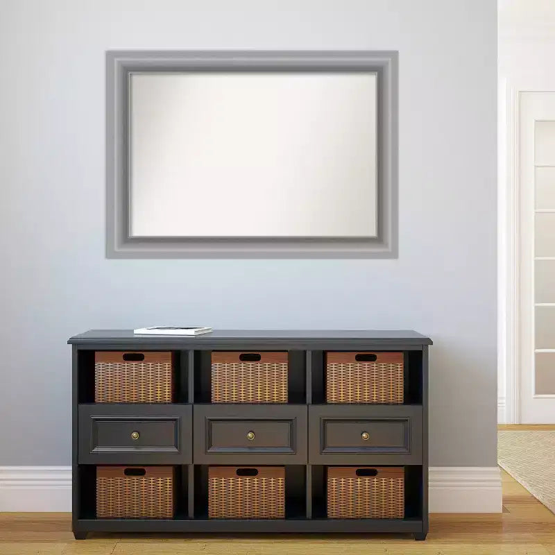 Specchio da parete Amanti Art 42" x 30" in nichel lucido, con bordo piatto, modello Peak: Include l'hardware per il montaggio