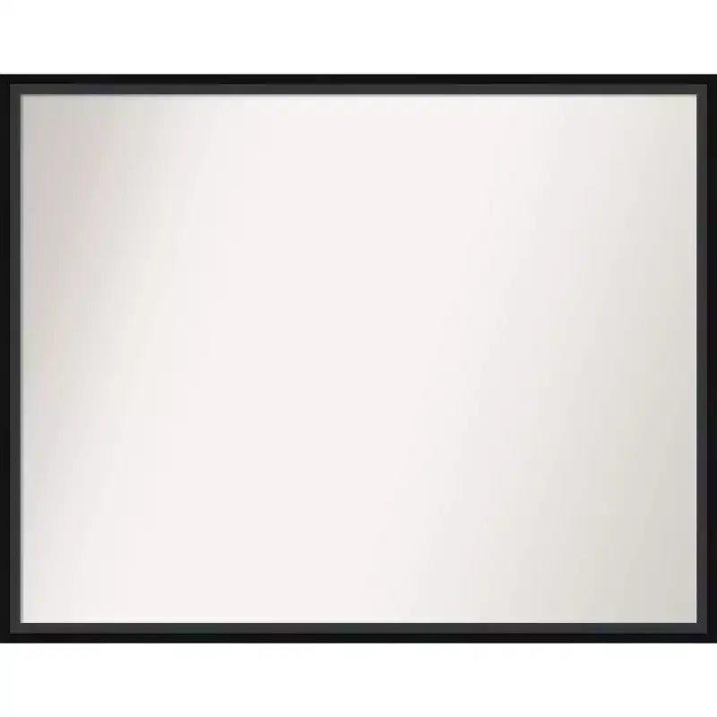 29" x 23" Non-Beveled Lucie Wood Bathroom Wall Mirror Black - Amanti Art: Contemporary, Wall-Mounted