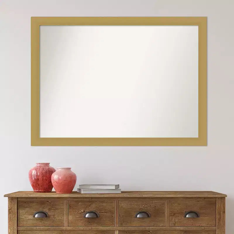 Specchio da parete per bagno Grace da 42" x 31" senza smusso Oro Spazzolato - Amanti Art: Rettangolare, Cornice in polistirene, Montaggio a parete