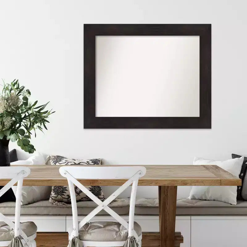 Specchio da parete per mobili non smussato 34" x 28" Espresso - Amanti Art: Cornice in polistirolo, include ferramenta per il montaggio