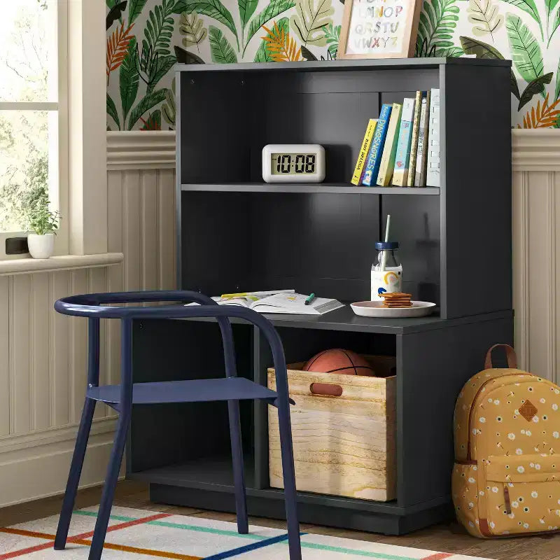 Libreria modulare moderna per bambini grigio scuro - Pillowfort™: libreria verticale a 4 ripiani, struttura in MDF, altezza 96,5 cm