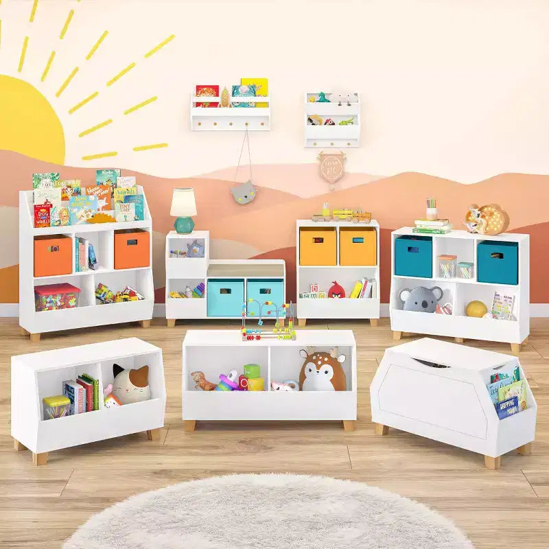 RiverRidge Kids' Organizer per giocattoli CatchAll da 35" con contenitori e scaffali portagiochi, bianco