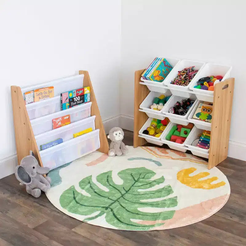 Contenitore giocattoli Kids' Journey con 9 contenitori in plastica legno naturale/bianco - Humble Crew: Struttura in MDF, 3 ripiani