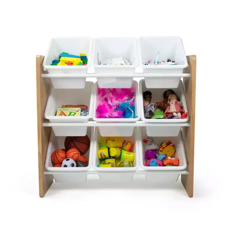 Contenitore giocattoli Kids' Journey con 9 contenitori in plastica legno naturale/bianco - Humble Crew: Struttura in MDF, 3 ripiani