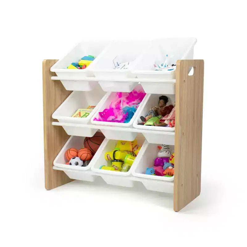 Contenitore giocattoli Kids' Journey con 9 contenitori in plastica legno naturale/bianco - Humble Crew: Struttura in MDF, 3 ripiani