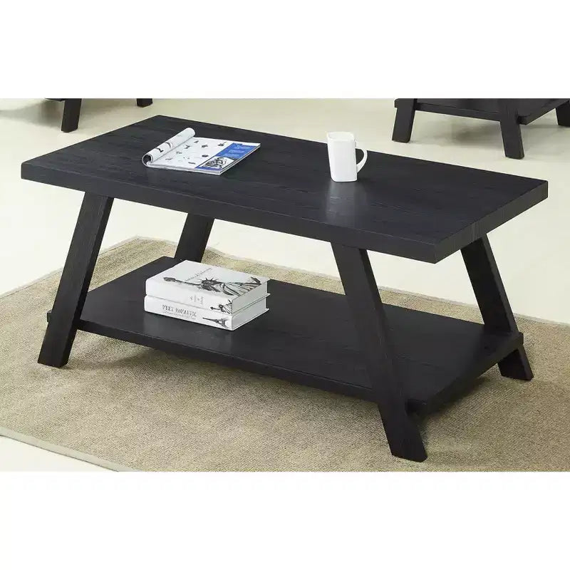 Tavolino da caffè con ripiano Roundhill Furniture Athens, in legno replicato contemporaneo, con finitura nera