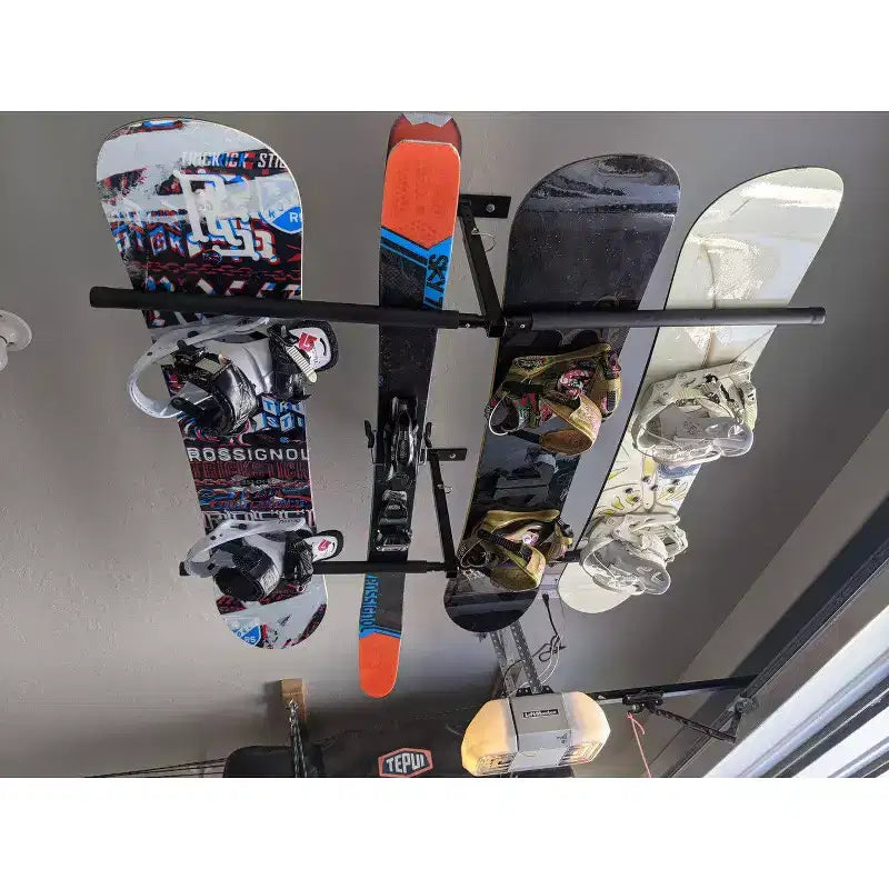StoreYourBoard Hi-Port 2 | Portasci e snowboard regolabile da soffitto | Doppio | Portata 68 kg