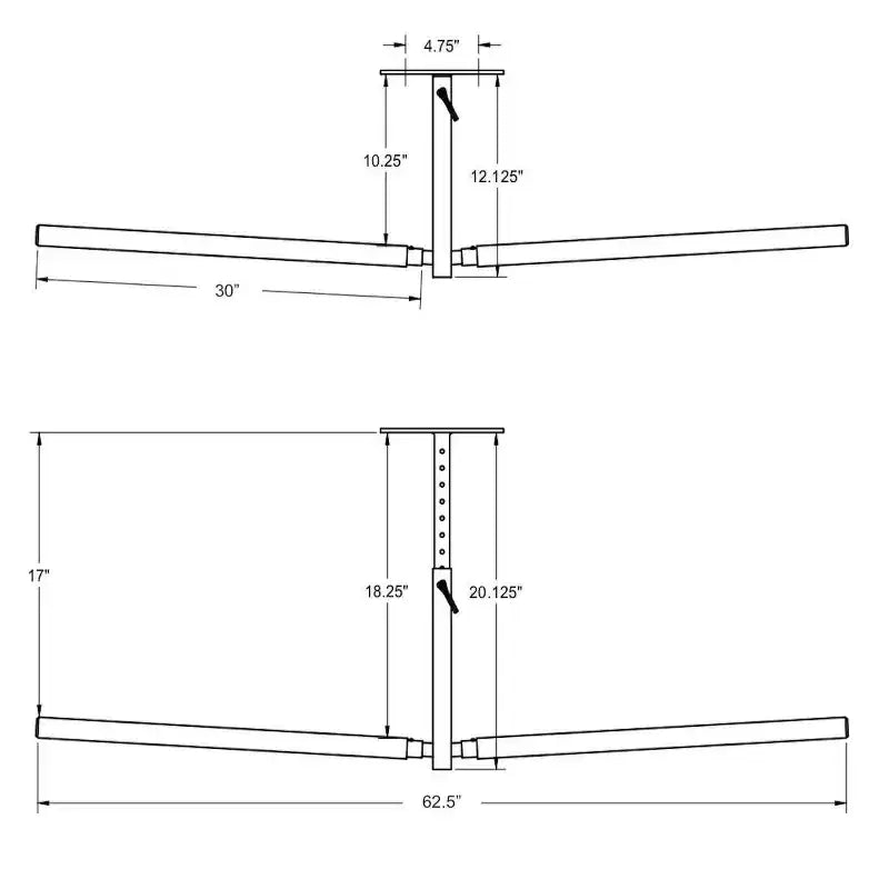 StoreYourBoard Hi-Port 2 | Portasci e snowboard regolabile da soffitto | Doppio | Portata 68 kg