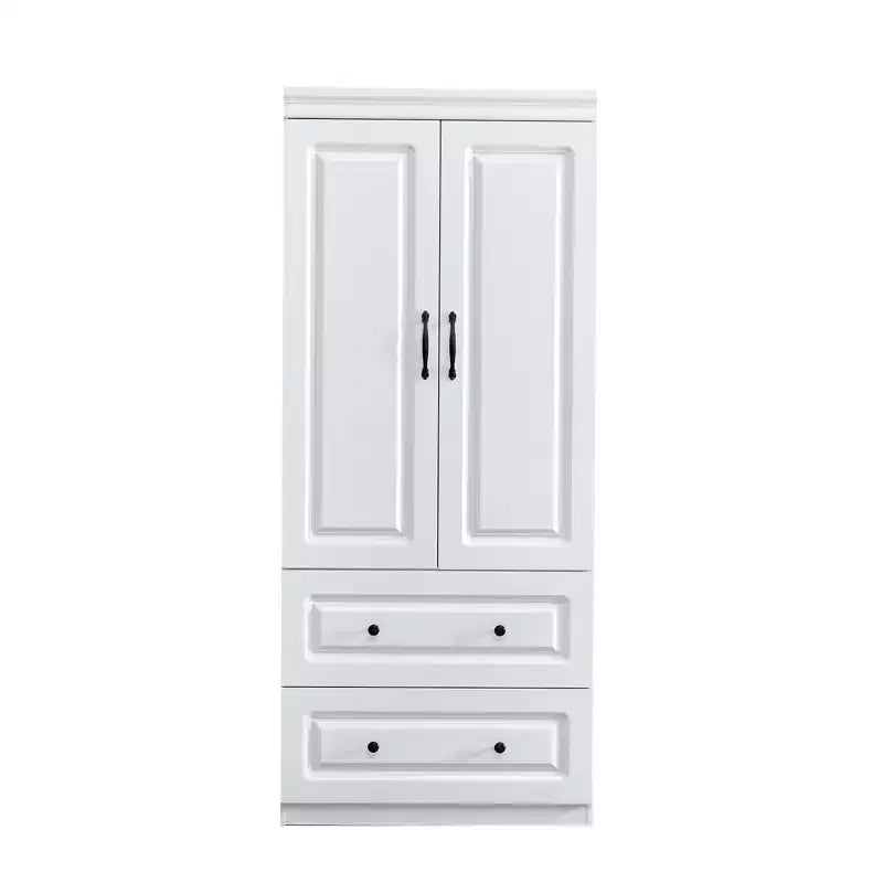 Keloyid White Wood 31.5 in. Armoire with 2 Drawers, 1 Shelf and Hanging Rails