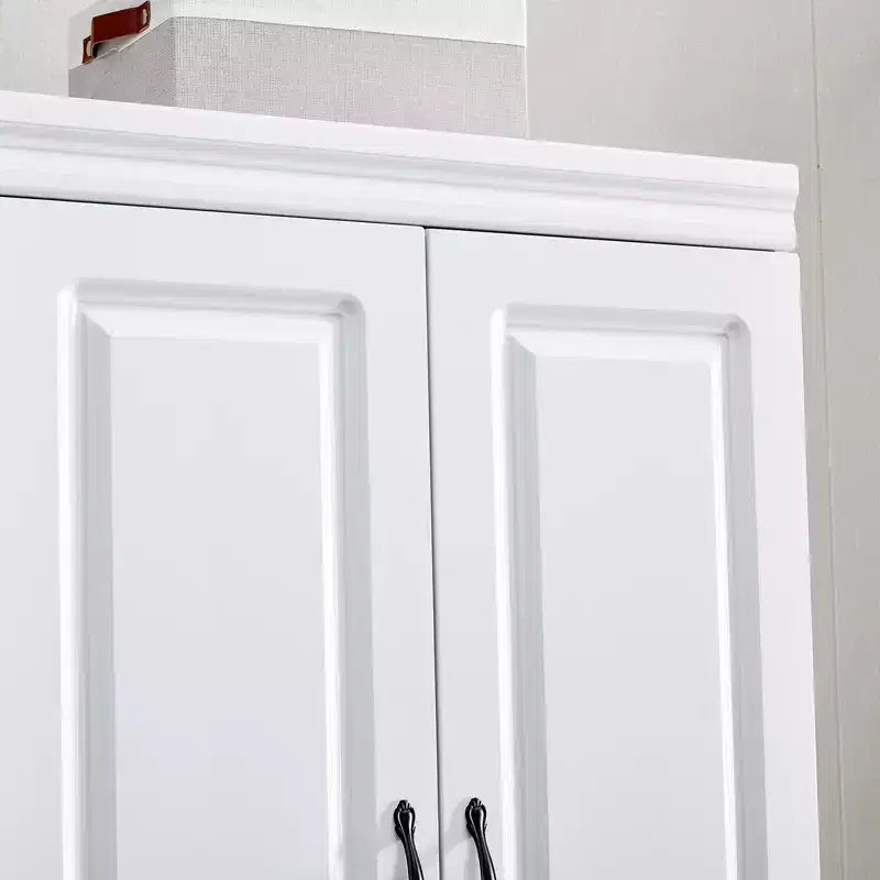 Armadio Keloyid in legno bianco da 80 cm con 2 cassetti, 1 ripiano e binari appendiabiti