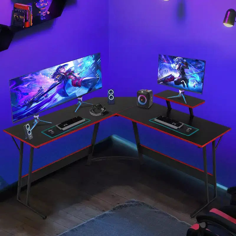 BestMassage Scrivania da gioco a L da 50 pollici, scrivania per computer, scrivania da ufficio con ampio supporto per monitor, scrivania da gioco ad angolo per PC per ufficio domestico