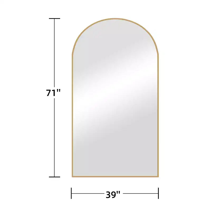 PexFix Specchio da terra ad arco a figura intera, 99 cm L. x 180 cm H, con cornice in metallo, grande, da parete, colore nero