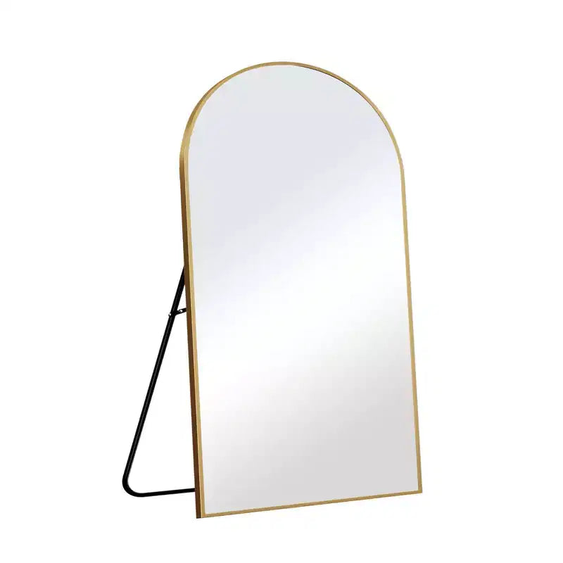 PexFix Specchio da terra ad arco a figura intera, 99 cm L. x 180 cm H, con cornice in metallo, grande, da parete, colore nero