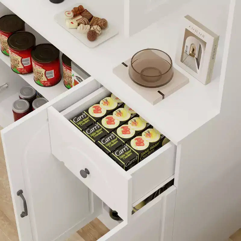 AndMakers Mobile Dispensa in Legno Bianco da 101 cm con Piano per Forno a Microonde