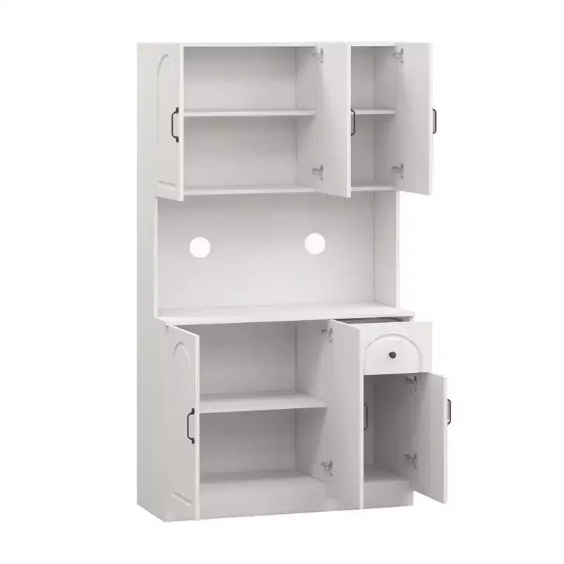 AndMakers Mobile Dispensa in Legno Bianco da 101 cm con Piano per Forno a Microonde