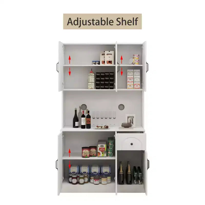 AndMakers Mobile Dispensa in Legno Bianco da 101 cm con Piano per Forno a Microonde