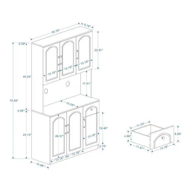 AndMakers Mobile Dispensa in Legno Bianco da 101 cm con Piano per Forno a Microonde