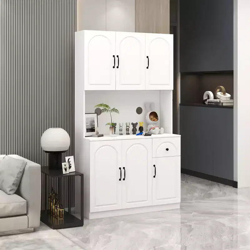 AndMakers Mobile Dispensa in Legno Bianco da 101 cm con Piano per Forno a Microonde