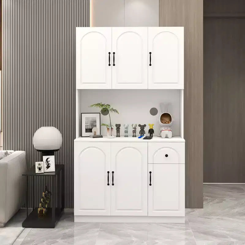 AndMakers Mobile Dispensa in Legno Bianco da 101 cm con Piano per Forno a Microonde