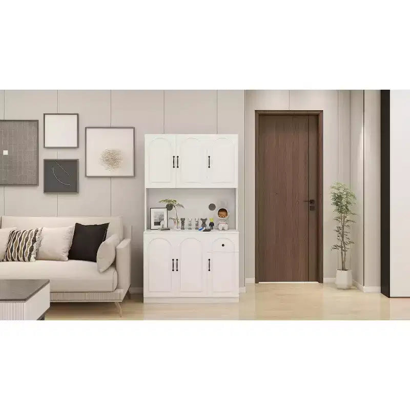 AndMakers Mobile Dispensa in Legno Bianco da 101 cm con Piano per Forno a Microonde