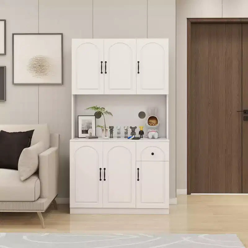 AndMakers Mobile Dispensa in Legno Bianco da 101 cm con Piano per Forno a Microonde