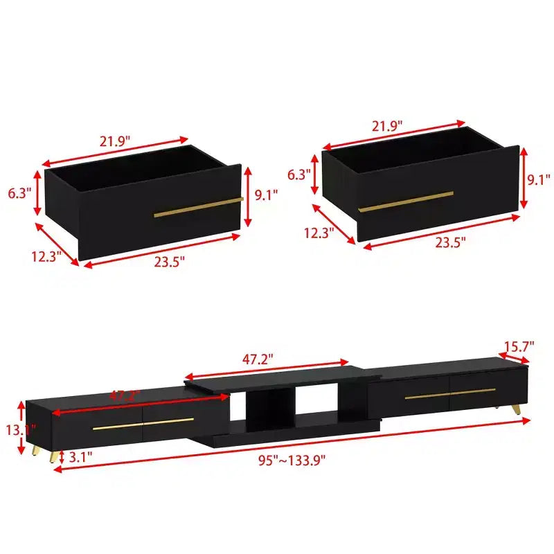 Mobile TV Moderno Allungabile Hitow Design Minimalista per Soggiorno Centro Intrattenimento
