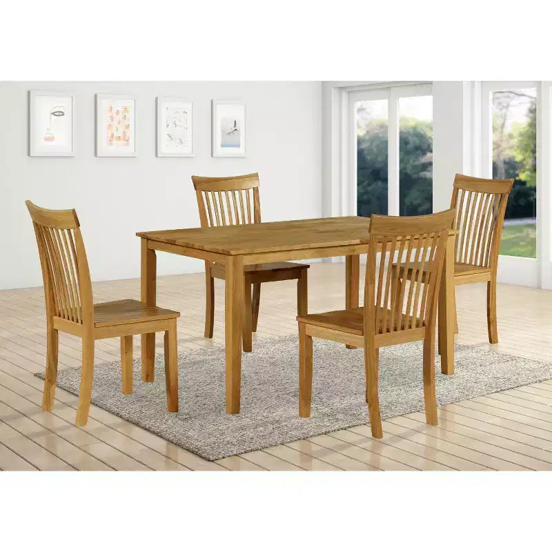Kings Brand Furniture - Sedie laterali da sala da pranzo Kurmer in legno massello, set da 2, rovere naturale