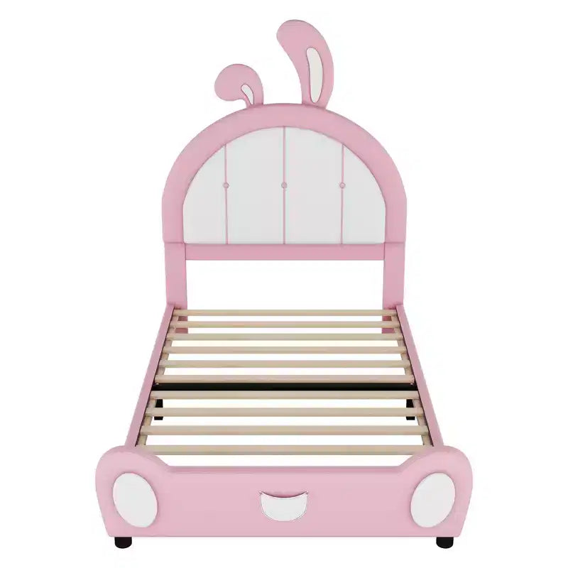 Letto a piattaforma imbottito Whisen Twin Size con testiera a forma di coniglio