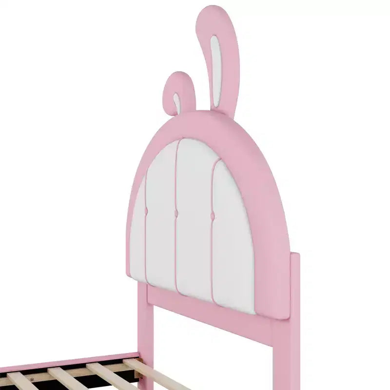 Letto a piattaforma imbottito Whisen Twin Size con testiera a forma di coniglio