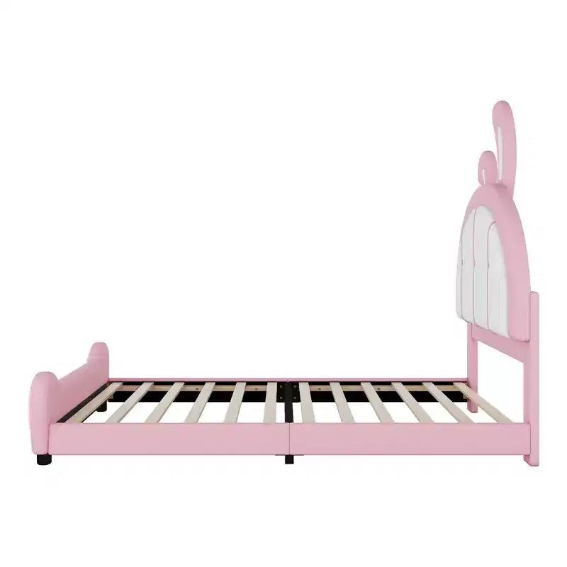 Letto a piattaforma imbottito Whisen Twin Size con testiera a forma di coniglio