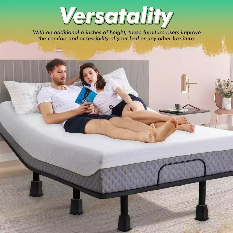 Kings Brand Furniture - Alzaletto per Carichi Pesanti - Rialzi per Mobili da 6 Pollici - Set di 4 Rialzi Impilabili