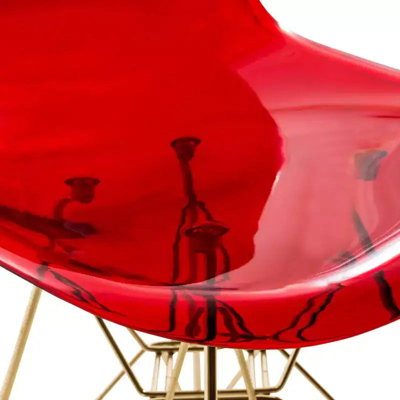 LeisureMod Cresco Sedie da pranzo moderne in acrilico (set da 4) Base cromata dorata Eiffel, eleganti sedie d'accento per sale da pranzo e cucine contemporanee